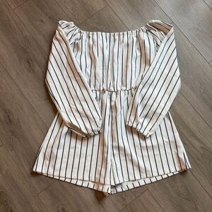 PrettyLittleThing Black and White Striped romper
